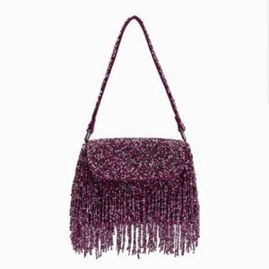 Fringe beaded Evening shoulder bag